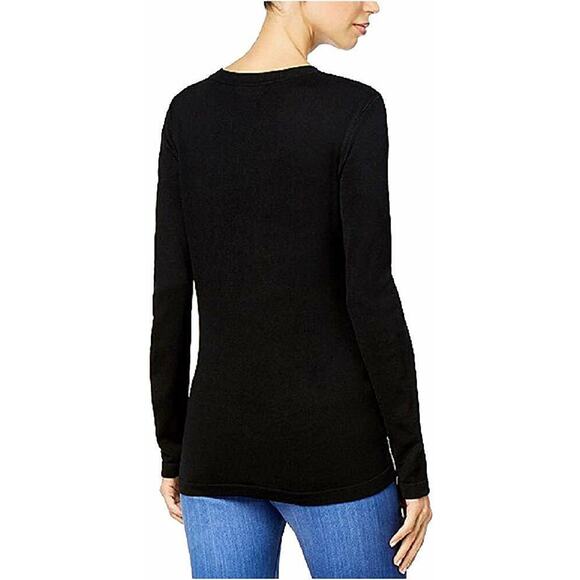 Thalia Sodi Women's Black Floral Embroidered "Salvador" Detail Sweater, Medium - Picture 2 of 5